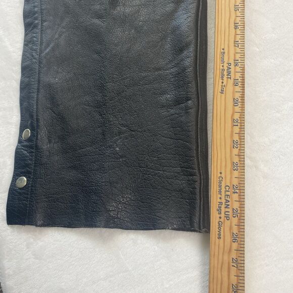 Vintage Barneys Leather Chaps Adult XL Black Leather Motorcycle Riding - Picture 5 of 15